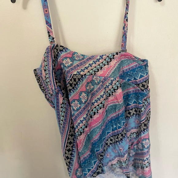 Swimsuits For All Tankini Size 16 Pink Blue Removable Straps - Picture 2 of 2